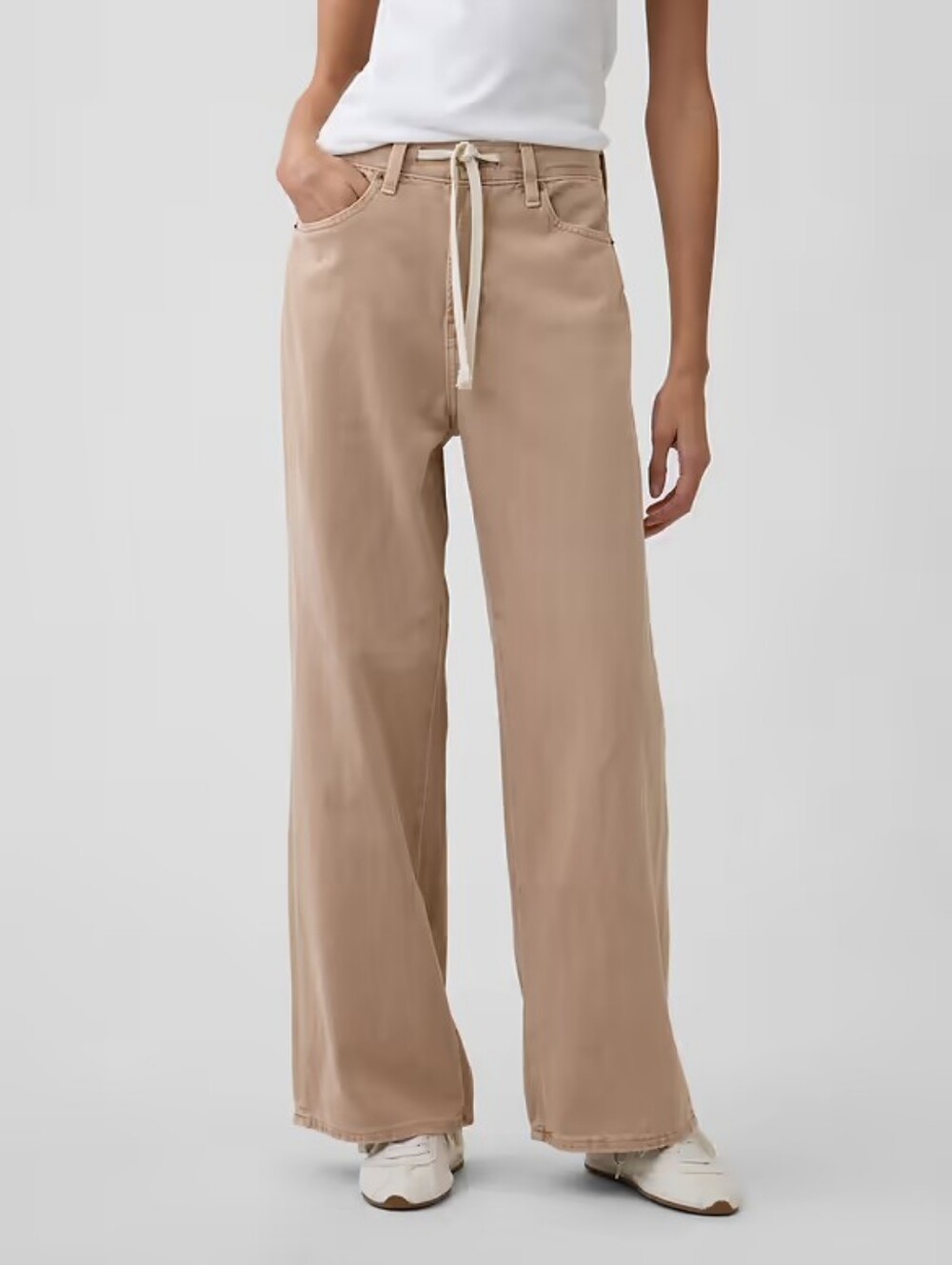 GAP Womens Neutral Beige High Rise Wide Leg Pants - Size 2